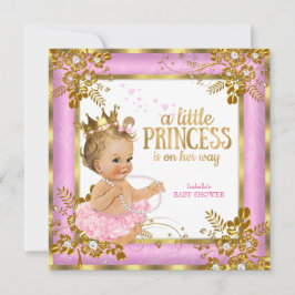 Princess Baby Shower Rosa Tutu Blommigt Blonde Inbjudningar
