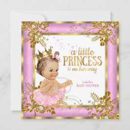 Princess Baby Shower Rosa Tutu Blommigt Brunette Inbjudningar