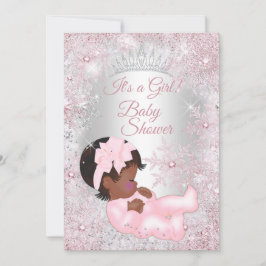 Princess Baby Shower Rosa Winter Wonderland Ethnic Inbjudningar