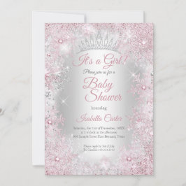 Princess Baby Shower  Rosa Winter Wonderland Inbjudningar