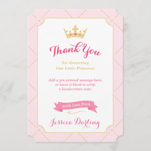 Princess Baby Shower Tack Cards Rosa Girl Kort
