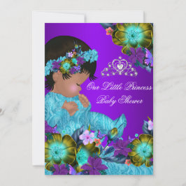 Princess Baby Shower Teal Blue Lila Girl Inbjudan