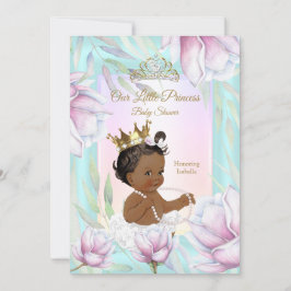 Princess Baby Shower Teal Rosa Lilac Blommigt Ethn Inbjudningar