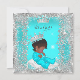 Princess Baby Shower Teal Silver African Inbjudningar