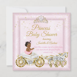 Princess Baby Shower Tiara Rosa Carriage Ethnic Inbjudningar