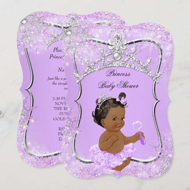 Princess Baby Shower Wonderland Lilac Ethnic Inbjudningar (Fram/baksida)