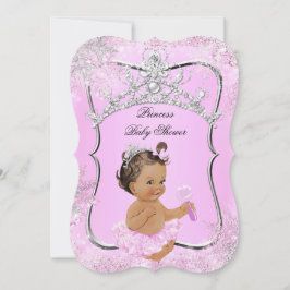Princess Baby Shower Wonderland Rosa Brunette Inbjudningar