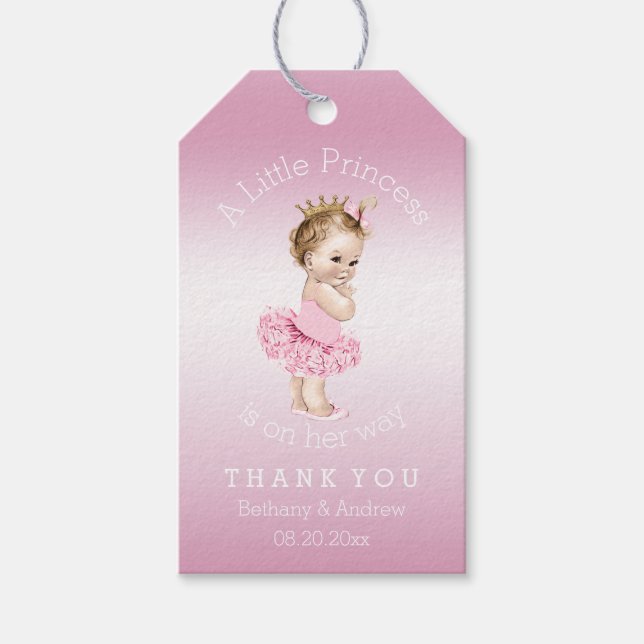 Princess Ballerina Baby Shower Personlig Rosa Presentetikett (Framsidan)