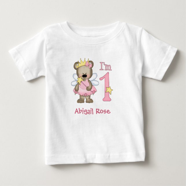 Princess Bear 1:a födelsedagen Baby T-Shirt (Framsida)