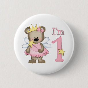 Princess Bear 1:a födelsedagen Knapp