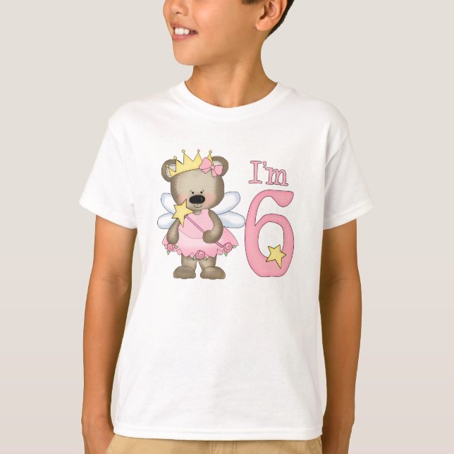 Princess Bear 6e Birthday T-shirt (Framsida)