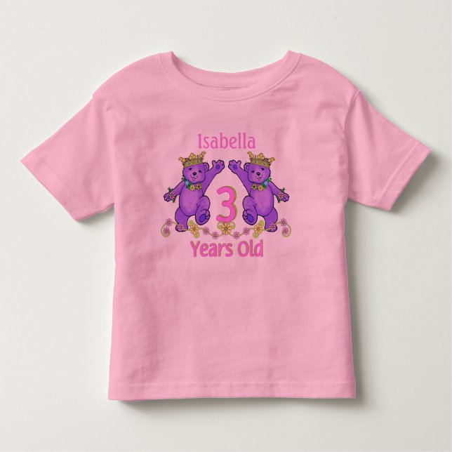 Princess Bears 3:e födelsedag T-shirt (Framsida)