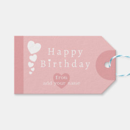 Princess Beauty Rosa Birthday Hearts Gift Märkres Presentetikett