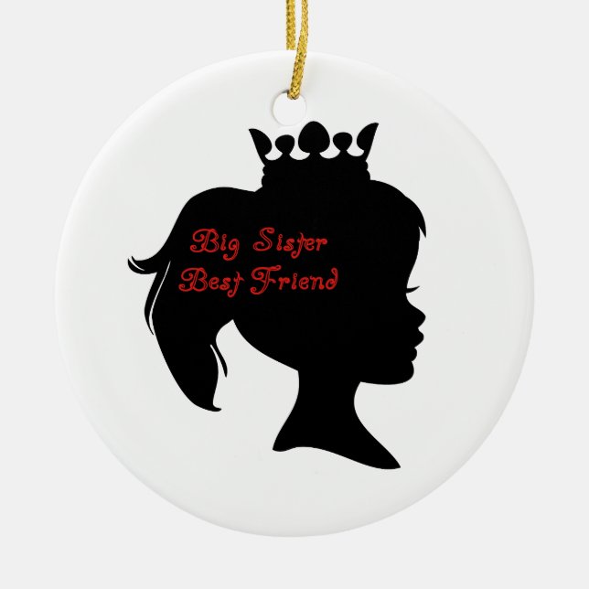 Princess Big Sister Best Friend Julgransprydnad Keramik (Framsidan)