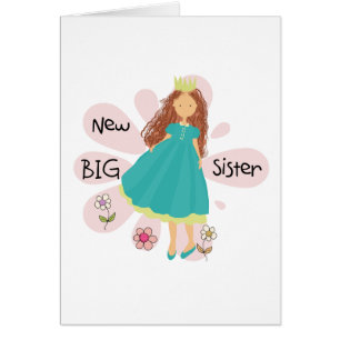 Princess Big Sister Brown Hair Hälsningskort