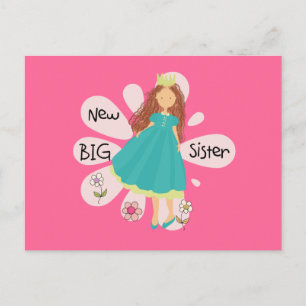Princess Big Sister Brown Hair Vykort