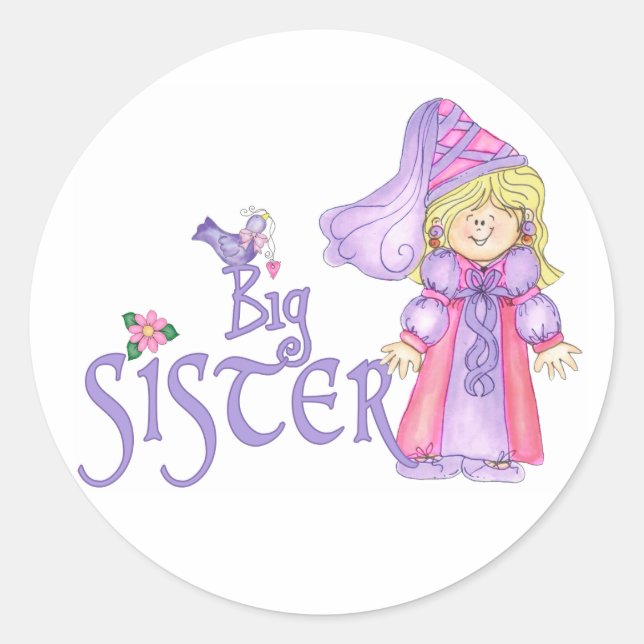 Princess Big Sister Runt Klistermärke (Framsida)