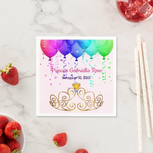 Princess Birthday Balloons Party Pappra Napkins Pappersservett (Insitu)