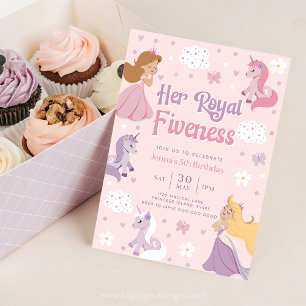 Princess Birthday Bjud fem. Little Princess Inbjudningar