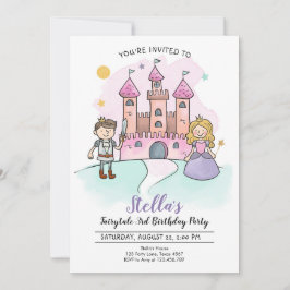 Princess Birthday Bjud Knight Fairytale Inbjudningar