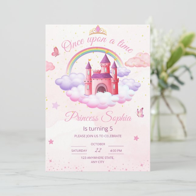Princess Birthday Bjud Little Princess Girls Inbjudningar (Stående Fram)