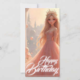 Princess Birthday Card i Rosa