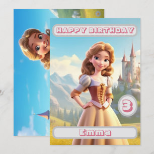 Princess Birthday Card Personlig Namn Age Kids