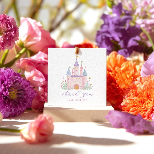 Princess Birthday Enchanted Castle Girls Favor Gåvor Etiketter (Girls birthday party favor tags. Pastel Princess castle design. )