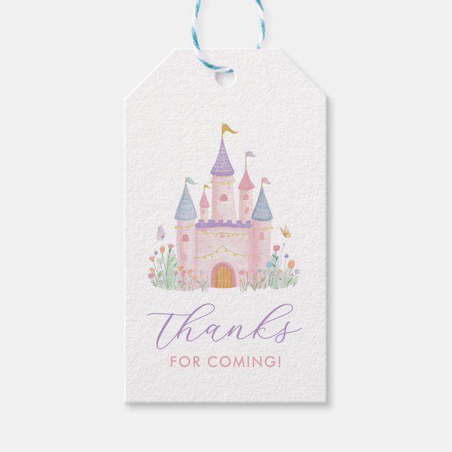 Princess Birthday Enchanted Castle Girls Party Presentetikett (Framsidan)