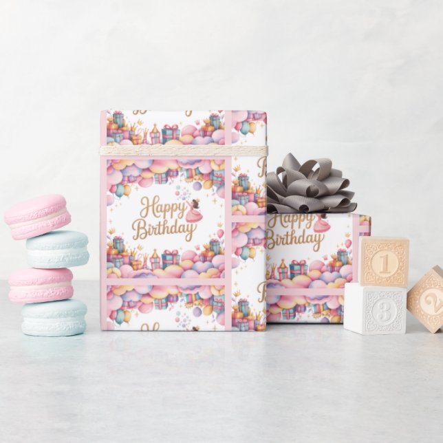 Princess Birthday-firandet Watercolor Presentpapper (Baby Shower)