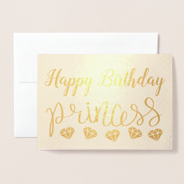 Princess Birthday Folierat Kort (Framsida med kuvert)