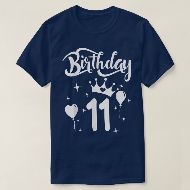 Princess Birthday Girl 11-åriga Thées Princess T Shirt (Design framsida)