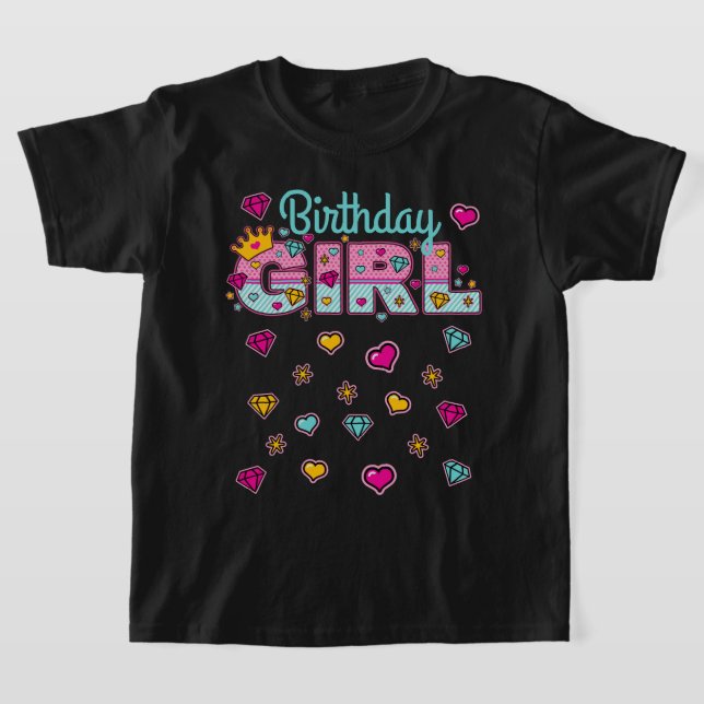 Princess Birthday Girl Krona Number T Shirt (Laydown)
