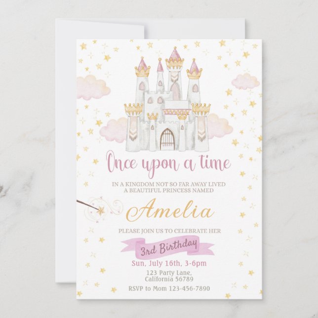 Princess Birthday-inbjudan Gång vid en viss tidpun Inbjudningar (Framsida)