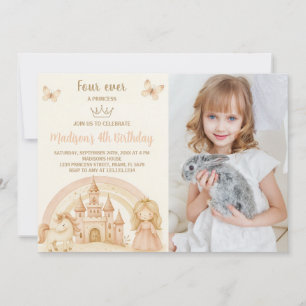Princess Birthday-inbjudan med Castle & Unicorn Inbjudningar