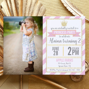 Princess Birthday-inbjudan till Faux Glitter Inbjudningar
