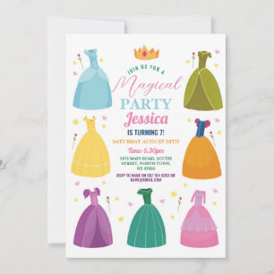 Princess Birthday-inbjudan till Prince Party Girls Inbjudningar