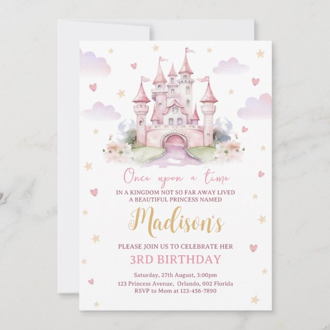 Princess Birthday Inbjudningar (Framsida)