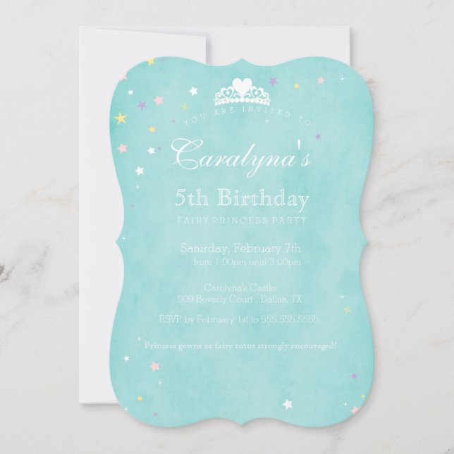 Princess Birthday Investigation Teal Fairy Dust Inbjudningar (Framsida)