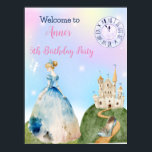 Princess Birthday Kids Välkommen Poster<br><div class="desc">Gång,  lilla prinsessan vände...  Födelsedagsrad som kan redigeras. Inbjudningar och andra födelsedagsfester..Grattis på födelsedagen!</div>