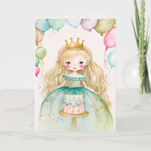 Princess, Birthday, Little Girl Graphic Arts Card Kort