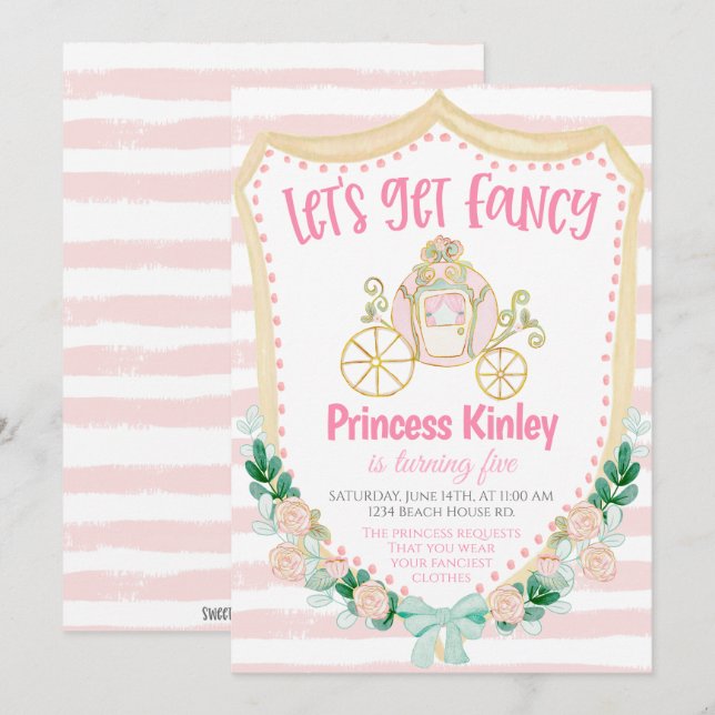 Princess Birthday Party Invitation Inbjudningar (Fram/baksida)