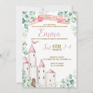 Princess Birthday, Princess Party, Castle Inbjudningar
