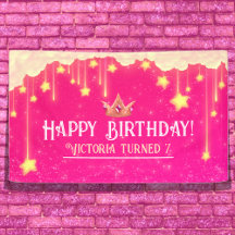 Princess Birthday Rosa Banner