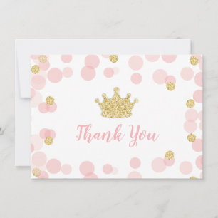 Princess Birthday Rosa och Guld tackkort Tack Kort