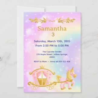 Princess Birthday Samantha 3 Birthday Party Inbjudningar