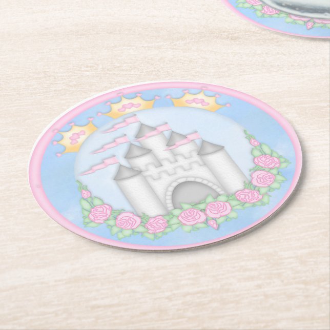 Princess, Birthday, Shower Design Papper Underlägg Rund (Vinklad)