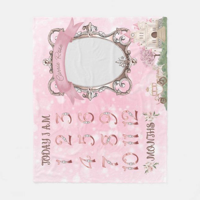 Princess Blanket för månatliga bilder av milstolpa Fleecefilt (Framsidan)