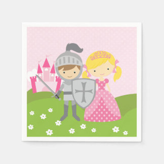 Princess blond och Knight party napkins Pappersservett