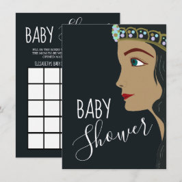 Princess Blue Baby Shower Bingo Inbjudningar